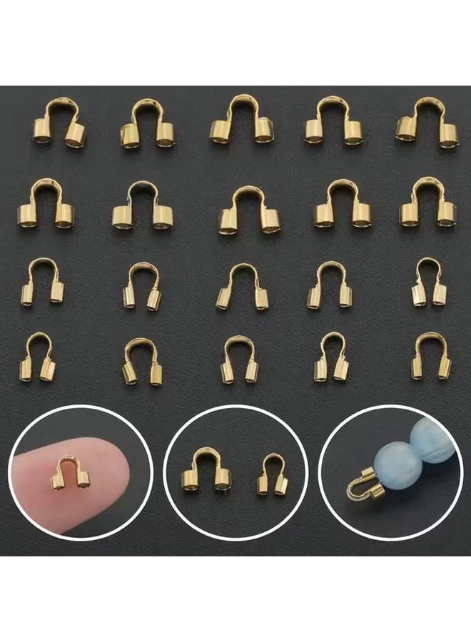 Golden U Shaped Tube End Cap Clamps 20pcs For Handmade Jewelry Craft Accessories - Image 1